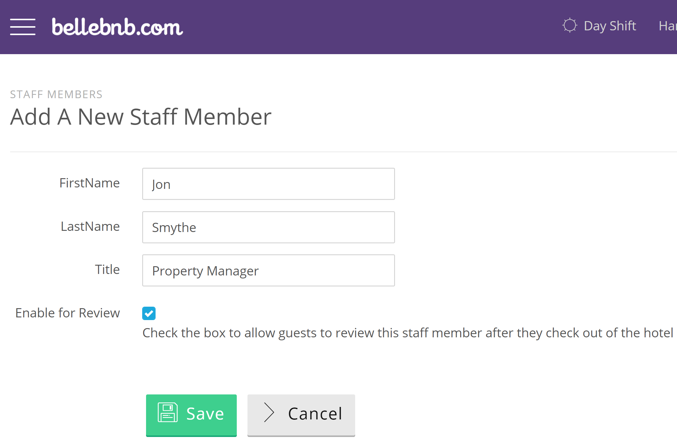  Hotel Staff’ in the left navigation menu, then click ‘Add a Staff Member.’ Enter the staff member’s name and check the box if you would like to enable them for review
