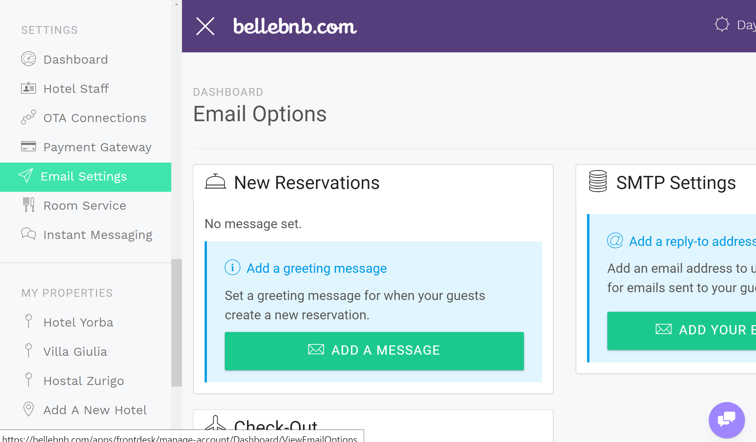 Hotel Management HTML Emails You can now create custom emails for your daily hotel activities. You can create a custom message for new reservations, check-outs, and cancellations. Edit your messages in HTML to send out automatically as part of your bookings flow.