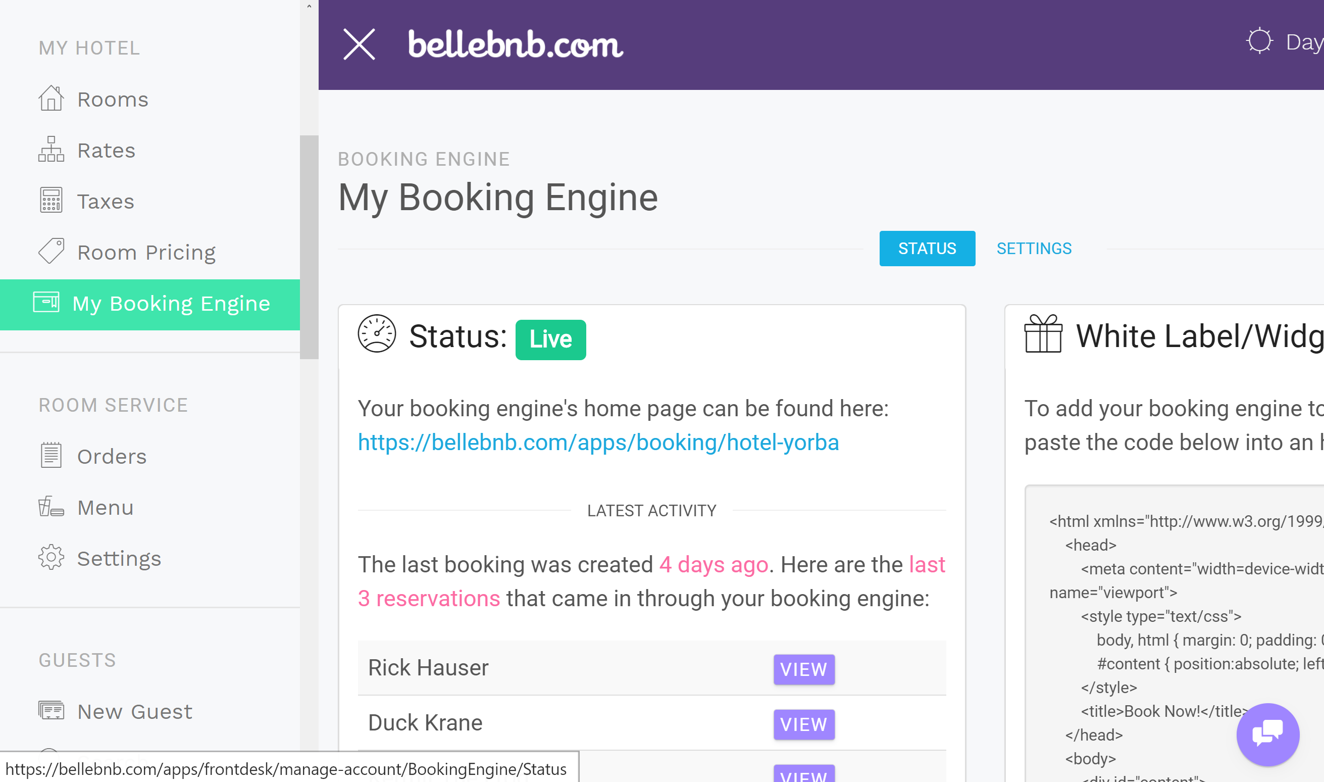 Hotel White Label Booking Engine 
            You can now use your booking engine from your own website! With our new embedding widget, you can take reservations directly from any website. Your reservations are easy, secure, and commission-free.