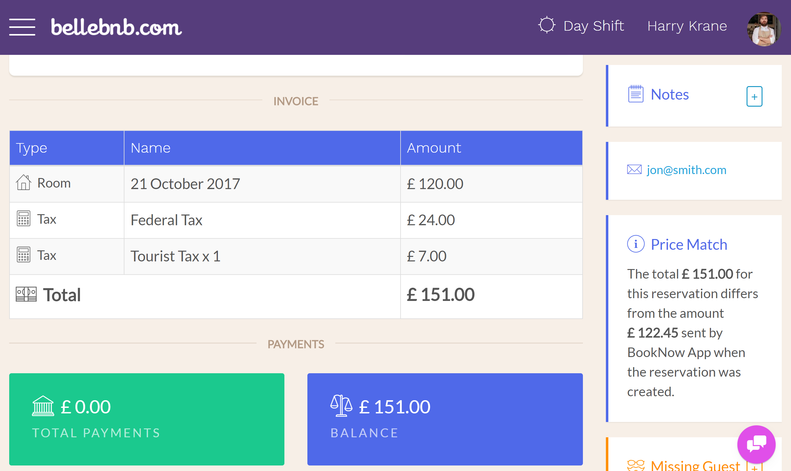 Hotel Price Match The Front Desk manager provides helpful tips and notifications along the right side of a reservation’s details view. One that’s very important is the ‘Price Match’ notification, which concerns bookings that were received from exterior channels, like Booking.com and Airbnb.