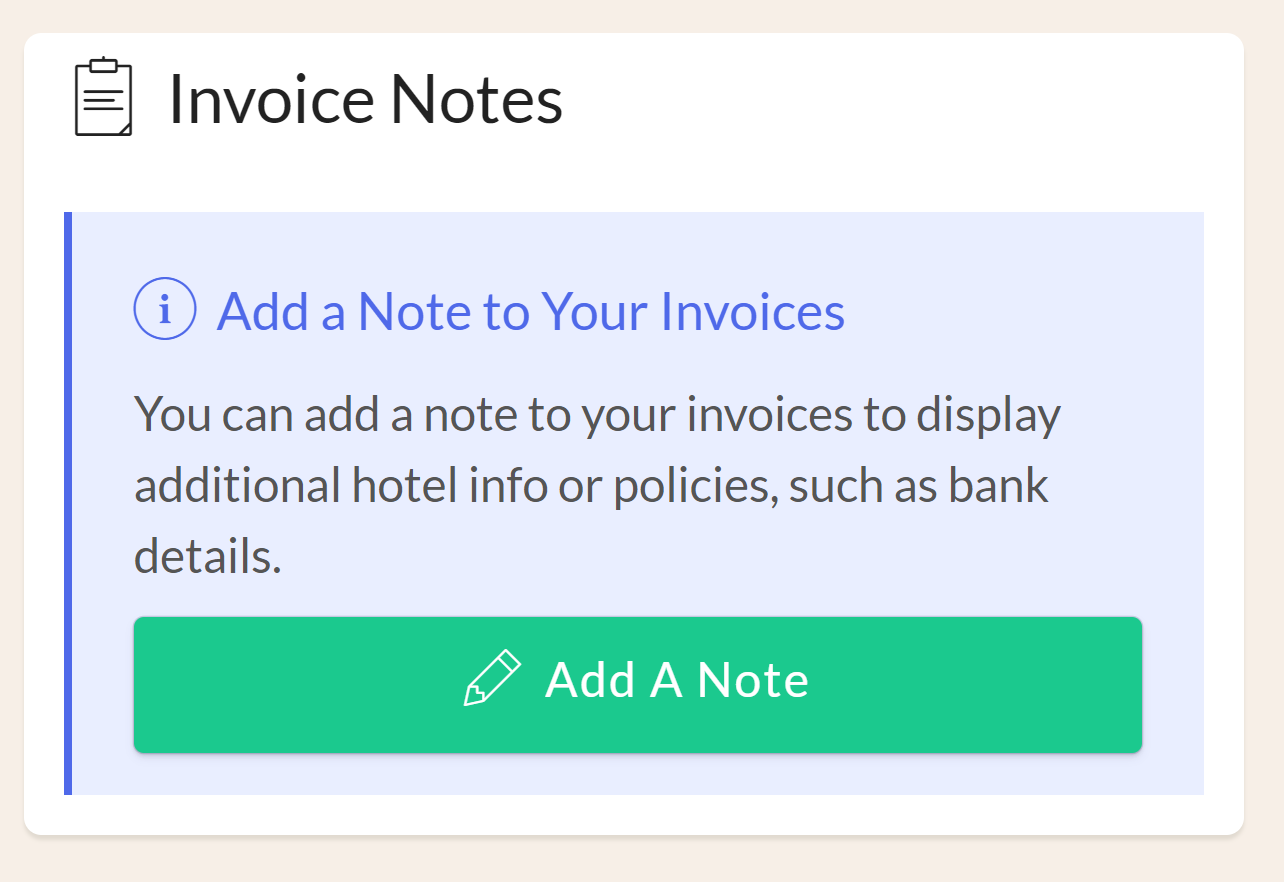 You can display additional hotel policy/info in your invoices.