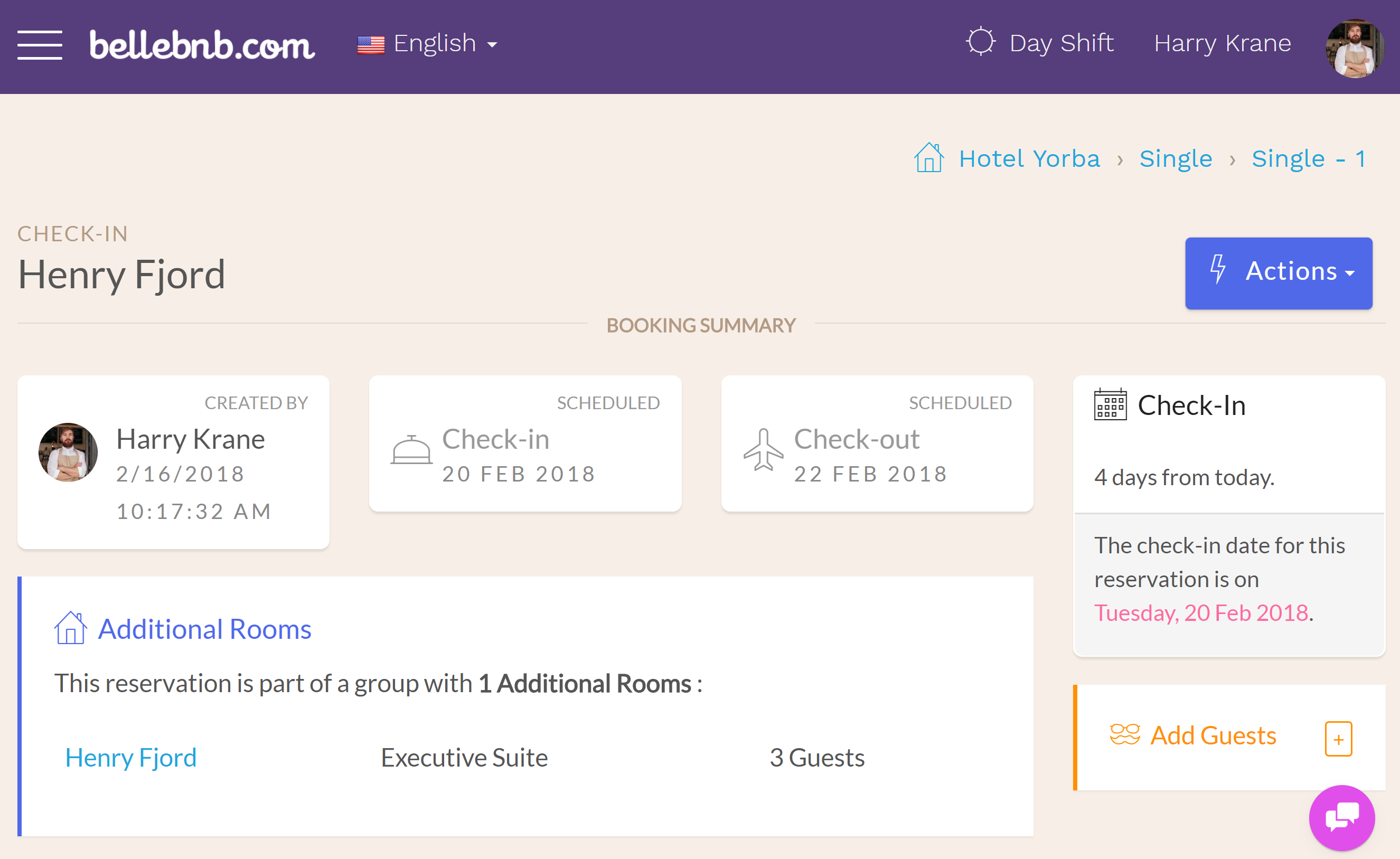 Hotel PMS Software You can see the additional rooms for the reservation in the ‘Booking Summary’ section of the reservation details for the main room. The additional rooms will link back to the main room for the group.