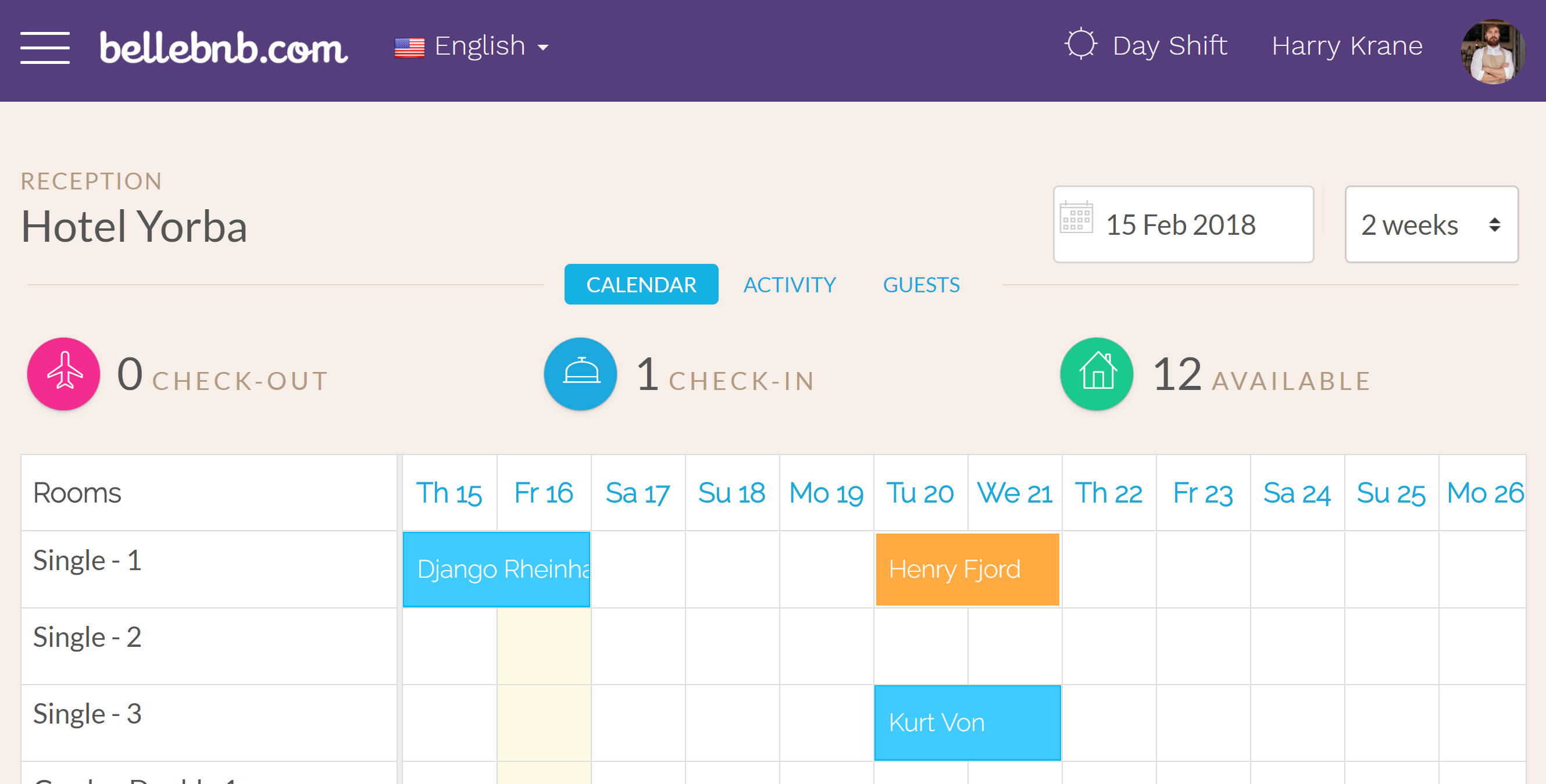 Hotel PMS Software Group Hotel Bookings click shift