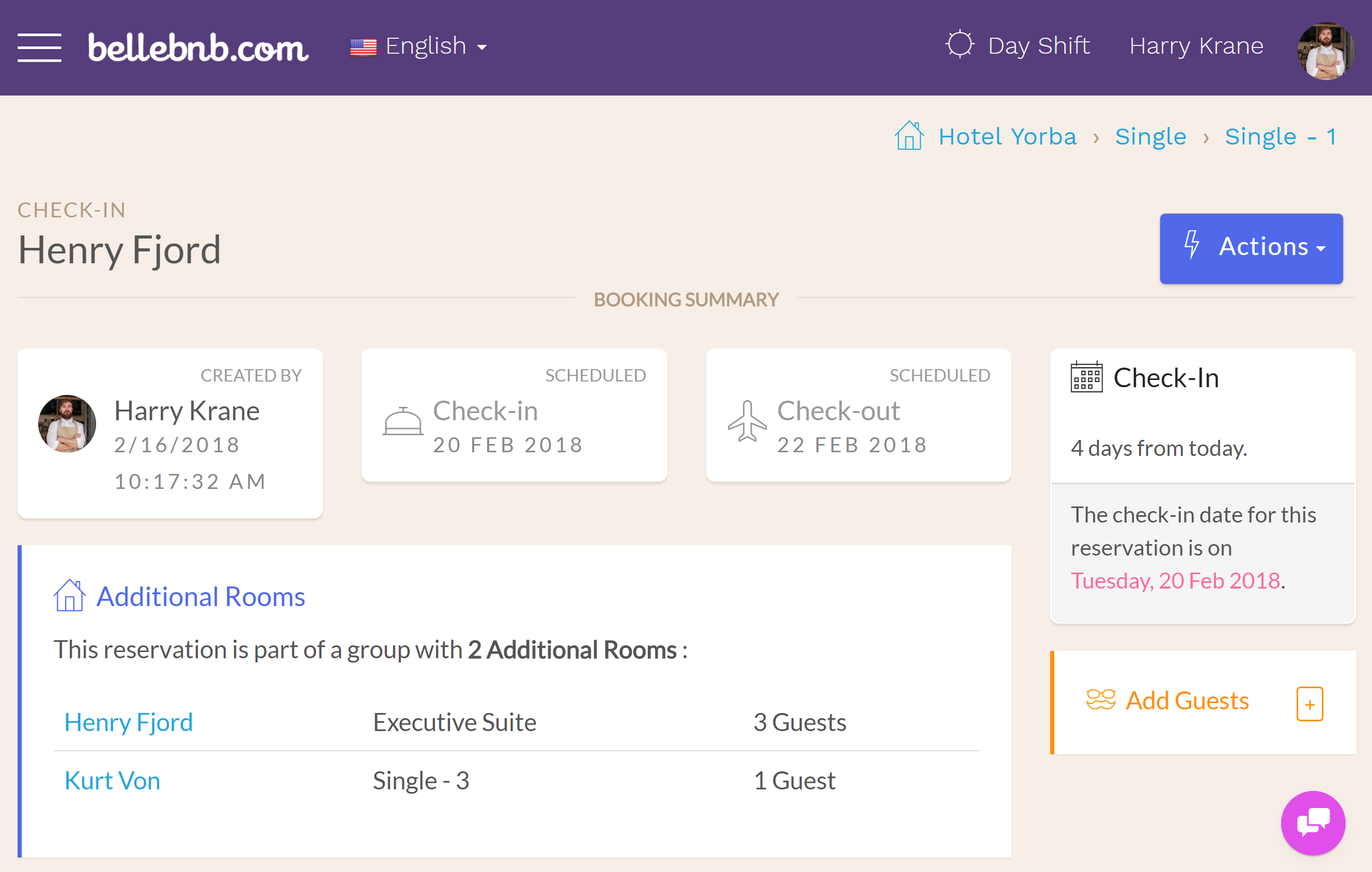 Hotel PMS Software Click ‘OK’ in the menu to merge the bookings. The new room will now be listed as an additional room for the group.