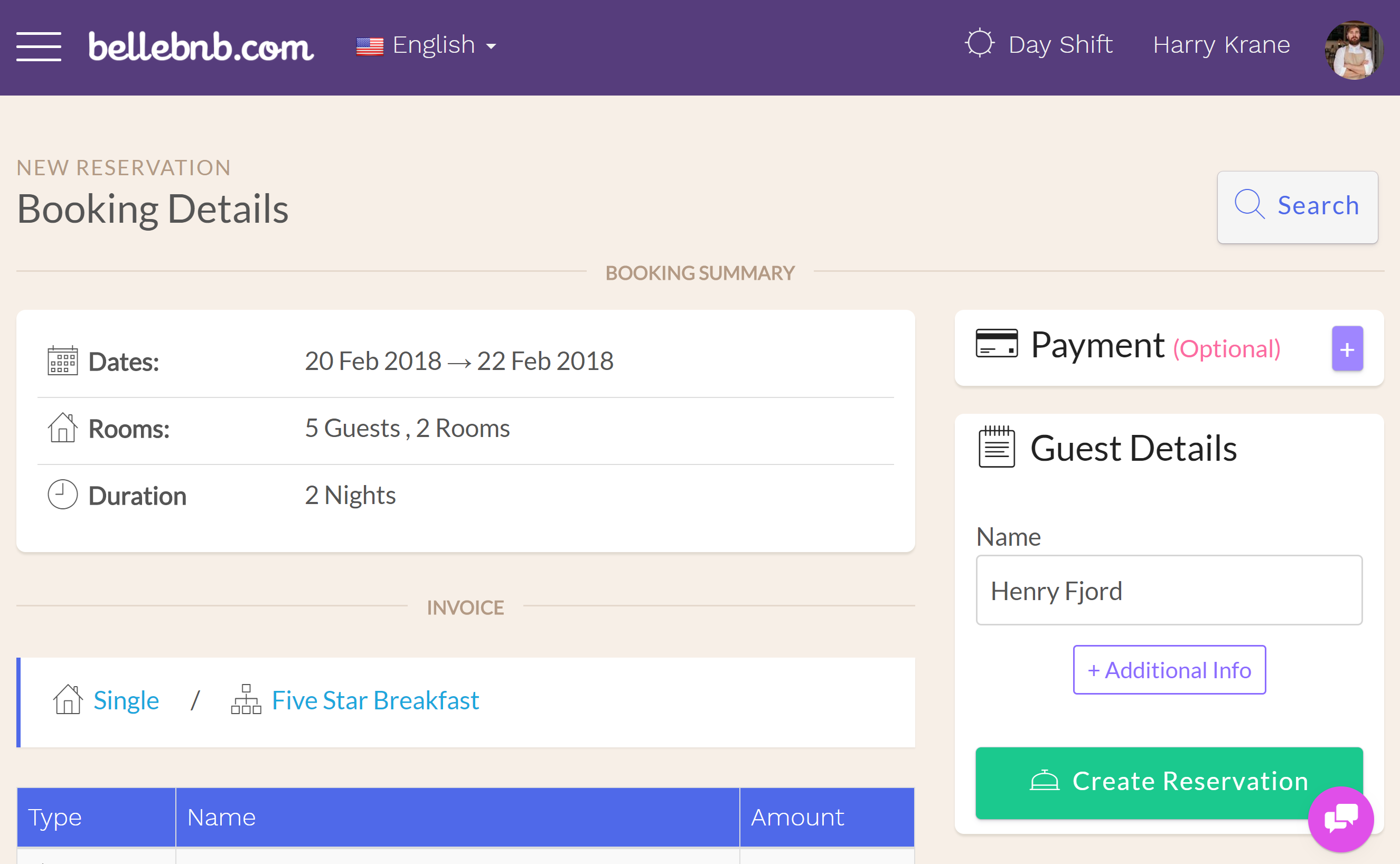 Hotel PMS Software Group Hotel Bookings review booking details