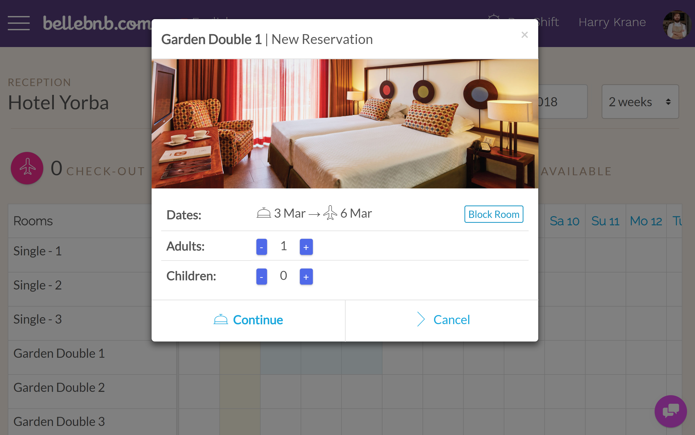 Hotel PMS Software bookings calendar