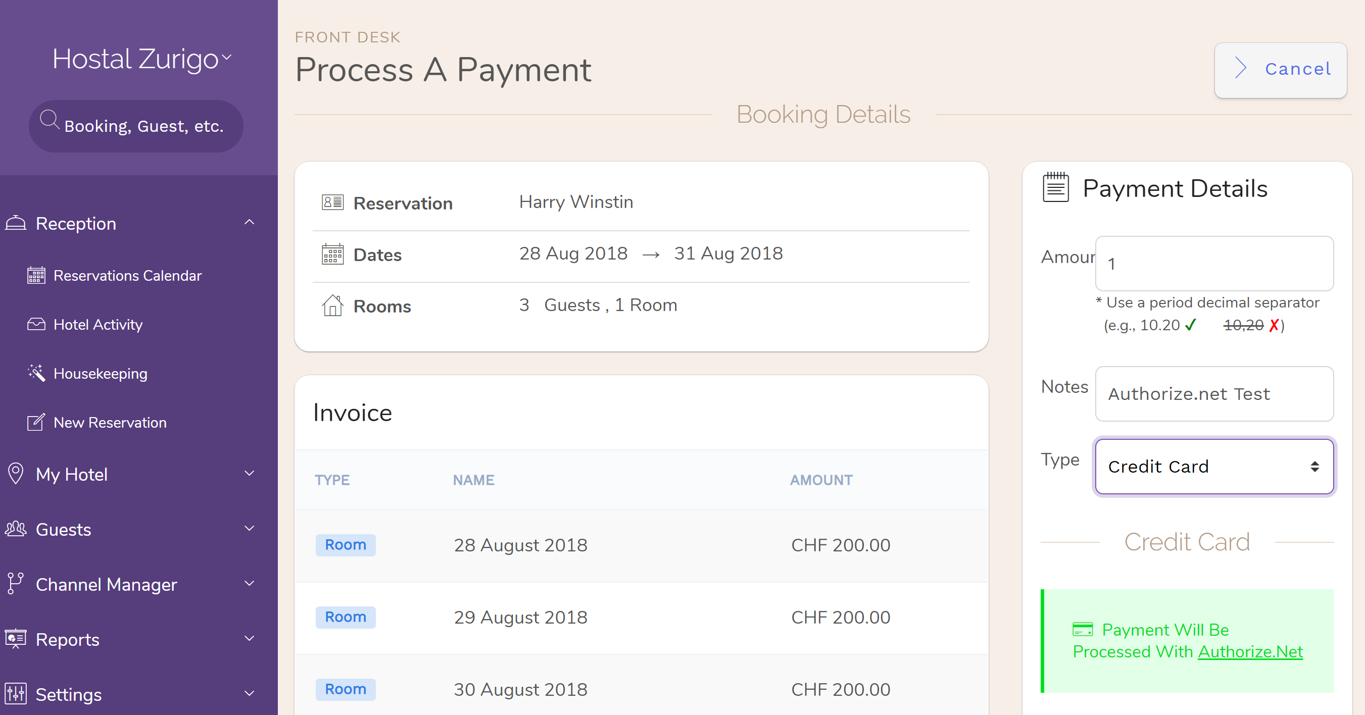 How to establish a connection to your Authorize.net account Hotel PMS Software how To establish a connection to your Authorize.net account Hotel PMS Software