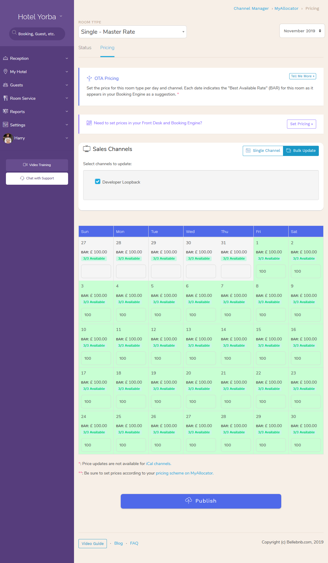 Hotel PMS OTA Availability Management For Beginners, Hotel PMS Software Calendar update booking.com