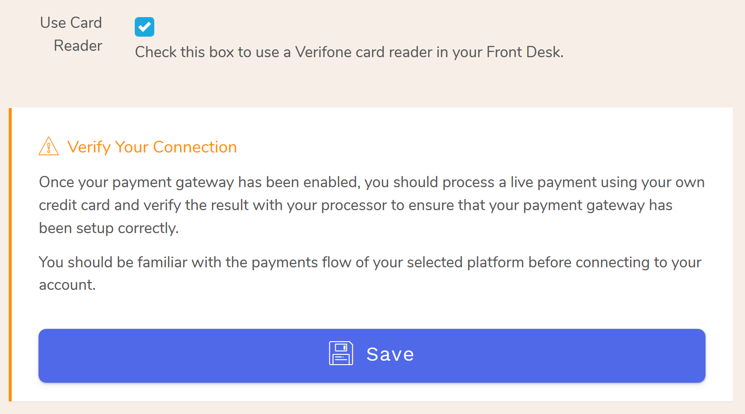 How to Enable the Verifone reader in your Bellebnb Front