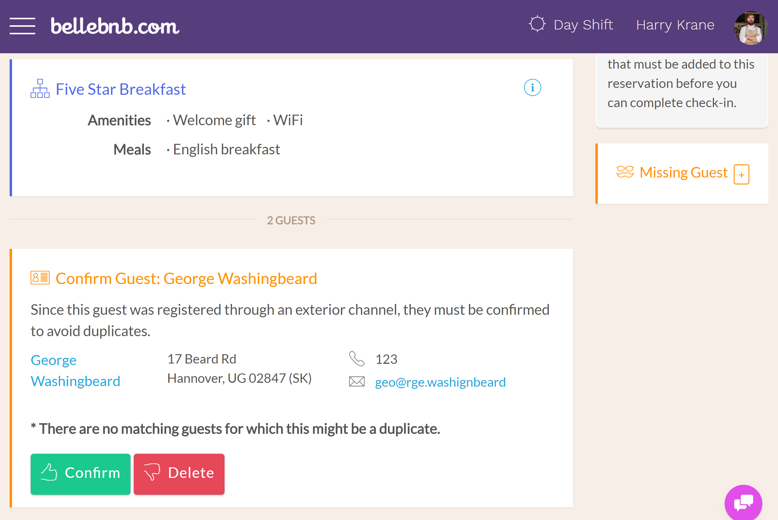 You will see that you must confirm the guest generated through your booking engine. Any guests generated outside the PMS must be confirmed or merged with an existing guest to avoid duplicate profiles.