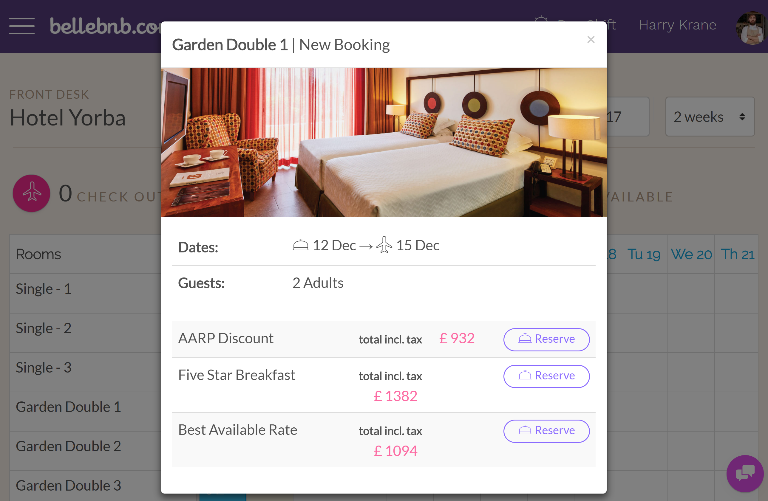 Enter the number of adults and children for the room, click continue, then select the rate. This way you book exactly the room you want for the indicated dates.