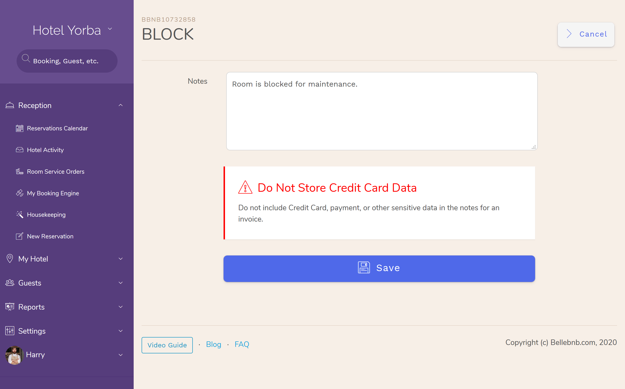 how to Rooms Blocks Activity for Hotel PMS Software