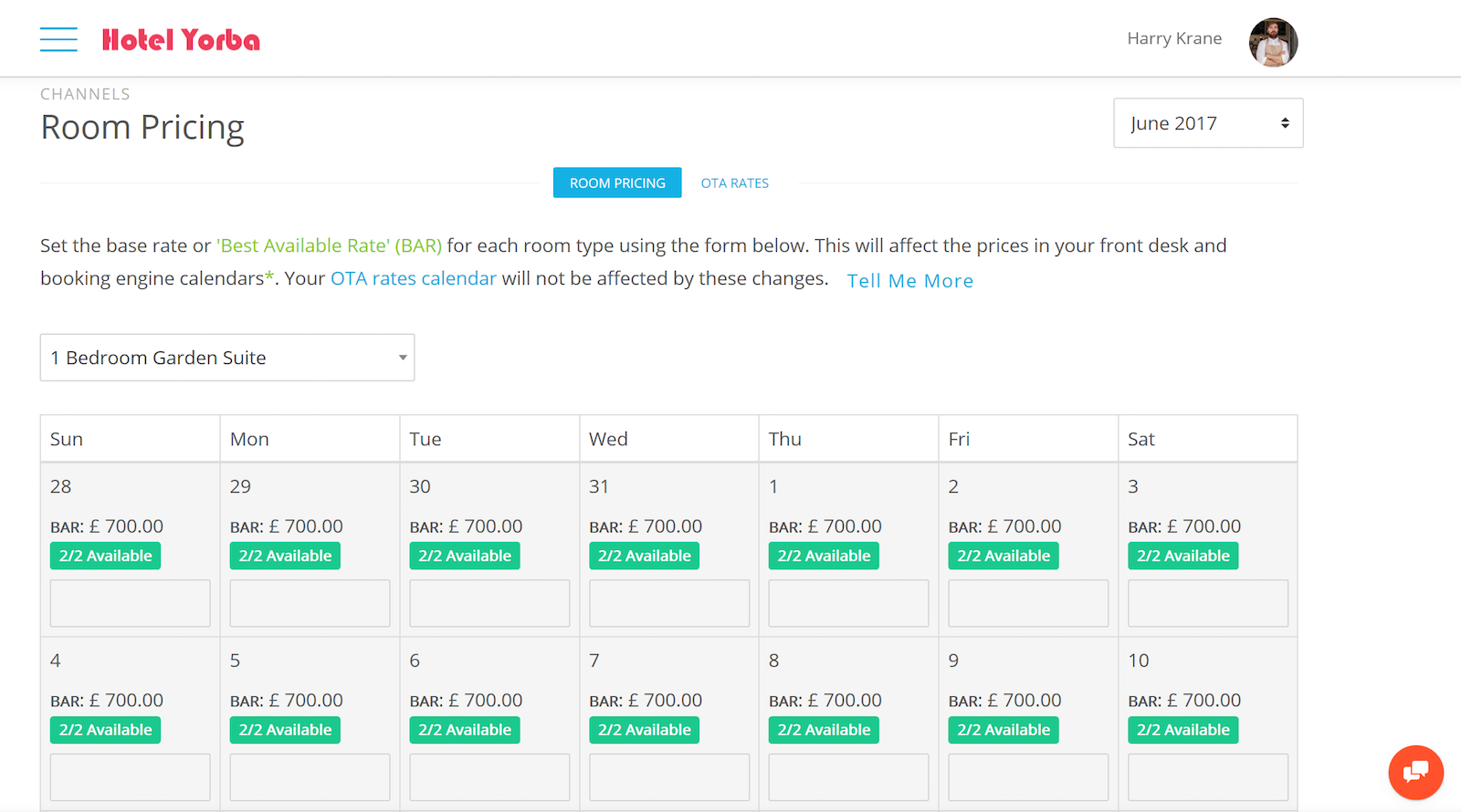 Channels Manager Set Price by Room Rate day Channel