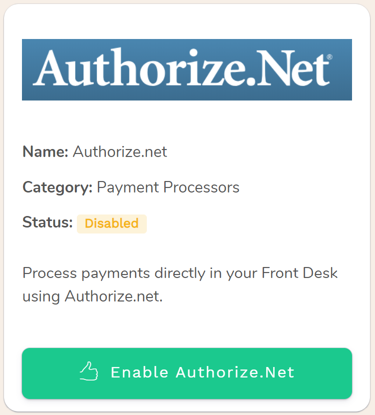 Authorize.Net, process Hotel payments through the world's leading payment processor