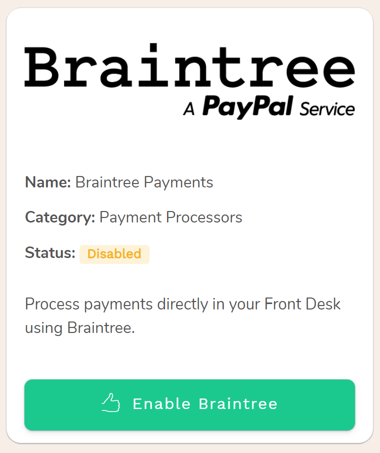 Braintree Credit Cards Payments for hotels and b&b