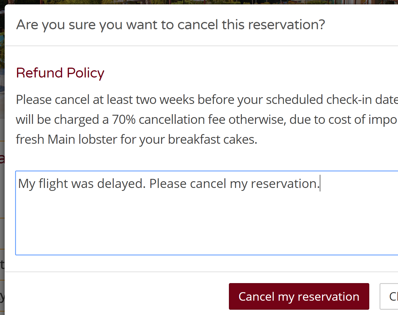 Cancel through the website Hotel booking engine direct Hotel cancellations